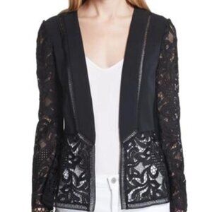 Ted Baker Liela Sheer Lace Panel Jacket Size 2 Black